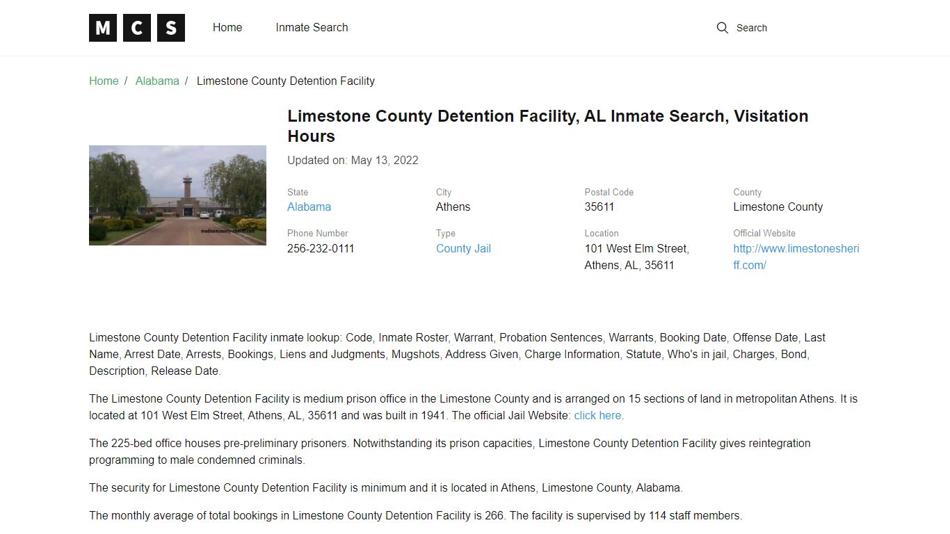 Limestone County, AL Jail Inmates Search, Visitation Rules