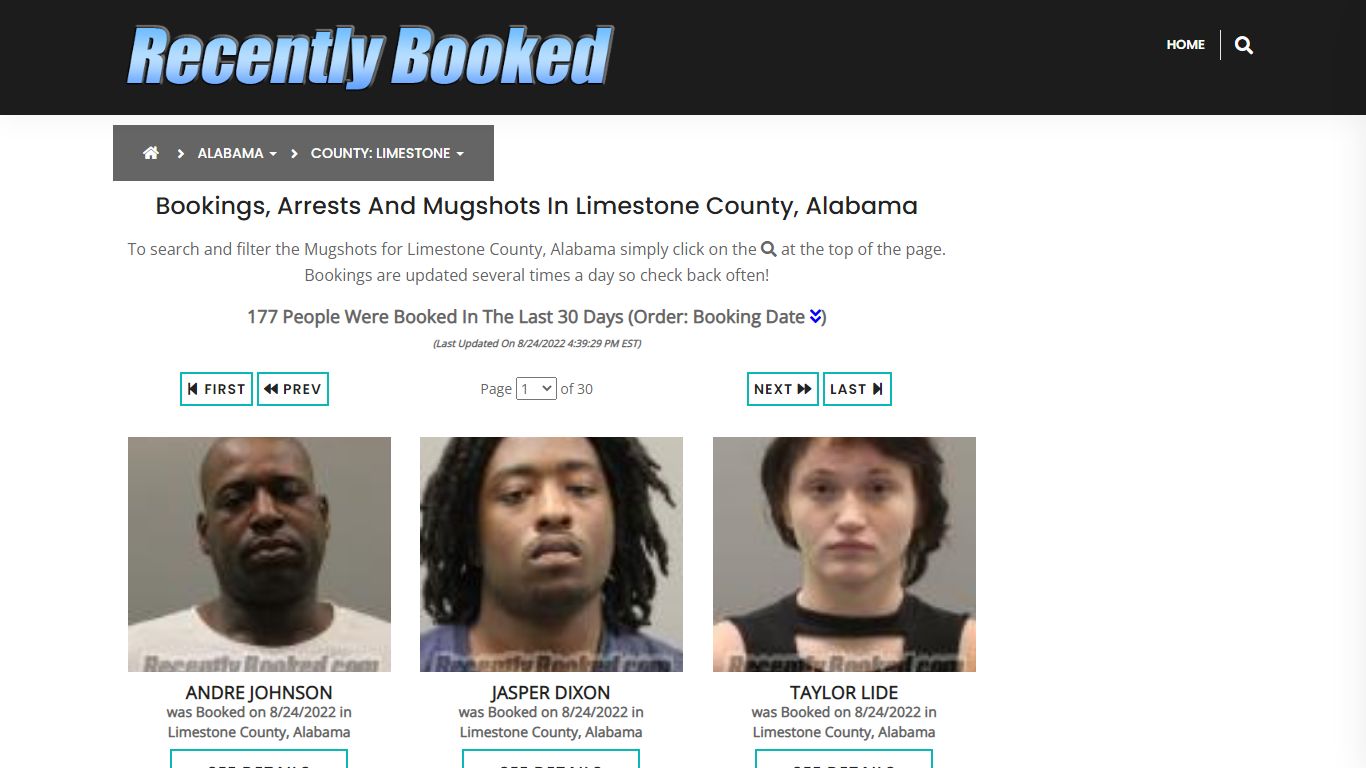 Bookings, Arrests and Mugshots in Limestone County, Alabama